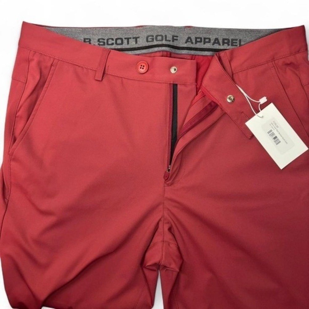 Boston Scott Polo Golf Pants Mens 40/33 Burgundy Preppy Office Resortwear Chino - Picture 3 of 6